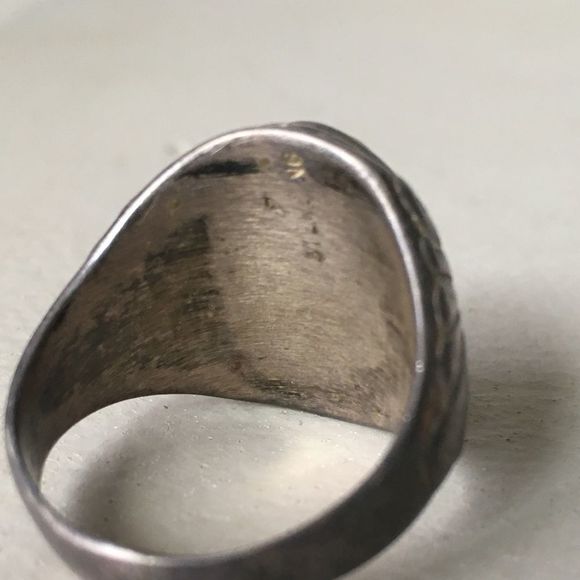 Vintage Native American Fire Opal & Onyx Ring - Picture 7 of 7